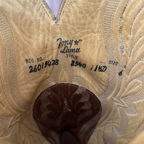 Tony Lama Vintage Gold Label Teju Lizard Western Cowboy Boots Mens 11.5 D - Picture 9 of 12